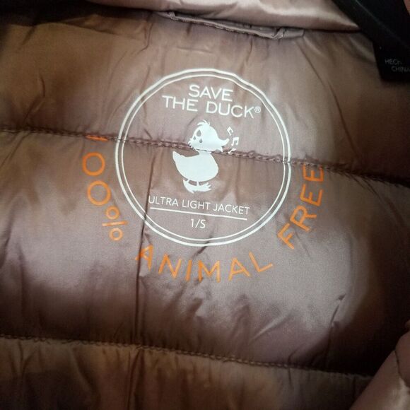 Save the Duck Women Reese Hooded Puffer Jacket Sz S Rose Insulated Zip Up Mid - Picture 10 of 11